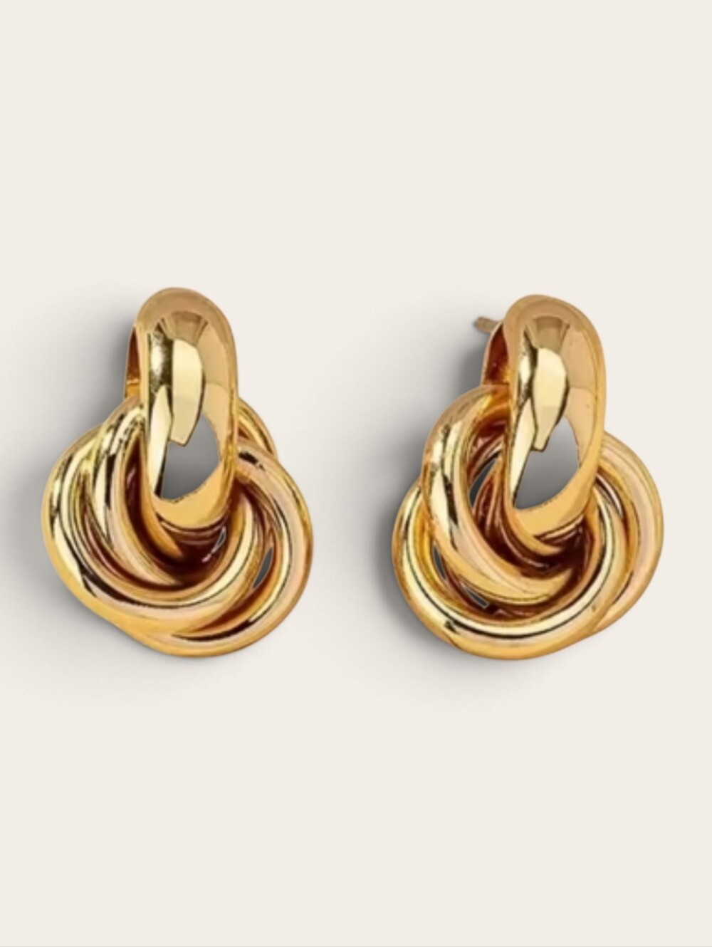 Interlocking Knot Gold Twisted Rope Earrings .9" Long x .63" Wide NWOT